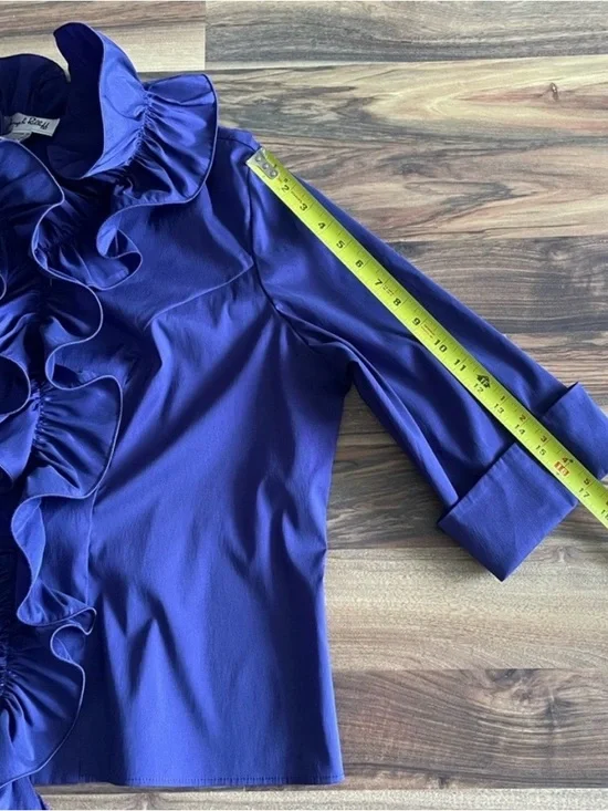 Joseph Ribkoff Purple Ruffled Front Blouse - Picture 8 of 9